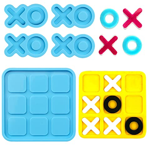 WANDIC Tic Tac Toe Silikonform, XO Board Harzformen Epoxidharz Gießform Für Tischdekoration DIY Craft Tabletop Brettspiel