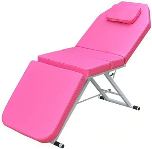 KinHall Mobile Massageliege Klappbar Massagetisch 3 Zonen Höhenverstellbar, Kosmetikliege Massagebett mit Kopfstütze Massagebank 3 Farben, 182 * 60 cm (Rosa)