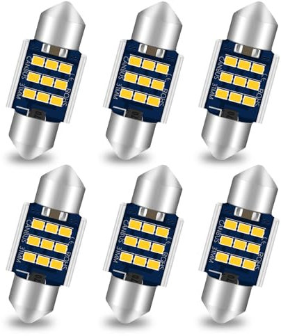 Alopee 31mm Innen Beleuchtung,6PCS 31MM Soffitte 9-28V Warmes Weiß Innenbeluchtung Plug and Play Innenlichtleiste