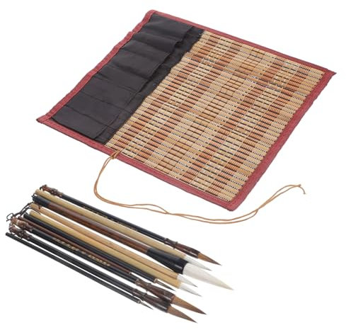 STOBOK Kalligraphiepinsel Chinesisch Traditionell 10 Stück Feine Spitze Tintenaufnahme Mit Pinseltasche Für Anfänger Und Künstler