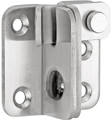 ZiYuya Edelstahl Türriegel Abschließbar Türschloss Riegelschloss Klappriegel Torriegel Sicherheitsriegel Schiebetür Riegel Fensterriegel Türverriegelung (Silber – Rechts Offen, L 62 * 56MM)