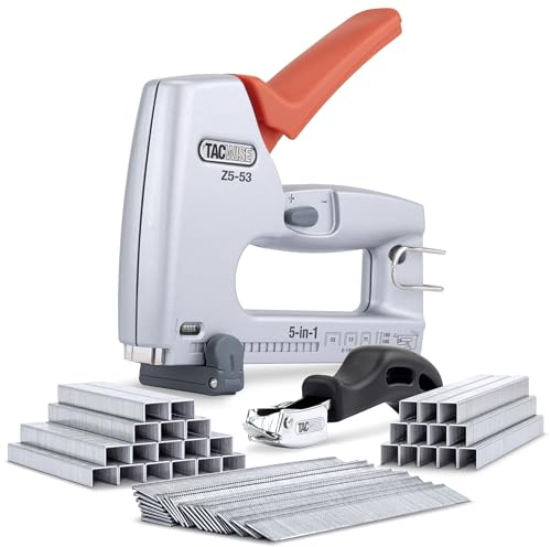 Tacwise 1765 Z5-53 Profi 5-in-1 Handtacker mit 4000 Heftklammern, 2000 Nägel und Heftklammer, verwendet Heftklammern des Typ 13, 53 & 71, Nägel des Typs 18G und 180 Stiftnägel
