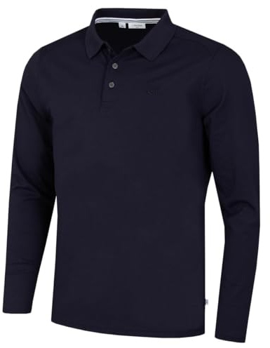 Calvin Klein Mens 2026 Long Sleeve Stretch Campus Golf Polo Shirt