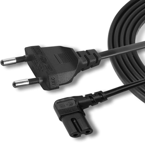 AJTECH® 3 m Cavo di alimentazione per televisore C7 certificato AC spina europea a 2 poli 90 gradi C7 IEC – compatibile LG TV LED PS4 Slim Xbox Series X S stampante PS5 Power Cable
