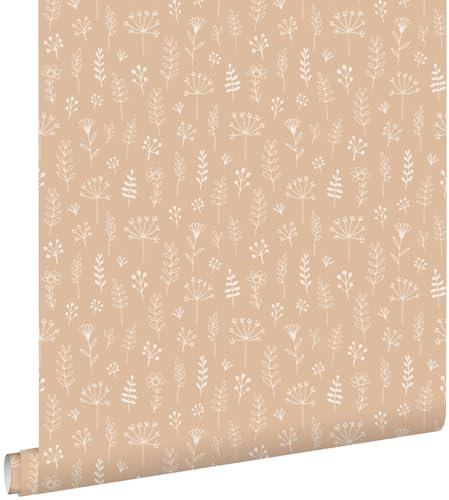 papier peint fleurs terracotta claire 53 cm x 10.05 m - ESTAhome