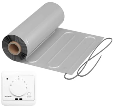 Elektrische Fußbodenheizung: Zweiader-Heizmatte mit Aluminiumfolie WARMON ALU 150 W/m², Parket, Laminat mit Thermostat AC3082H analog, weiß, Thermostat:AC3082H, Mattengröße:5 m²