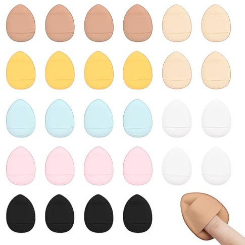 SYEYCW 28 Stück Finger Puderquaste, Tragbare Fingerquaste Dreieck Weiche Make-Up Puderquaste, für Foundation, Concealer, Kosmetik, Foundation, Schwamm, Mineralpuder, Nass-Trocken-Make-Up-Werkzeug