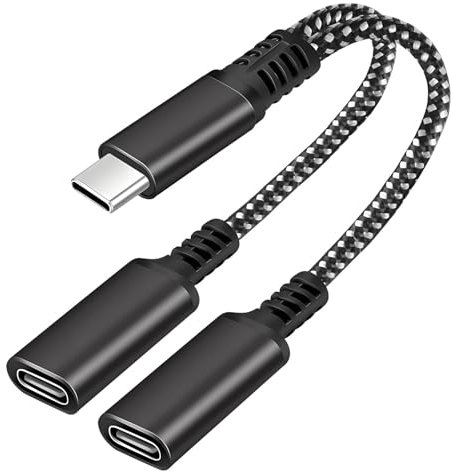 Adaptateur Répartiteur Type C 2 en 1, Charge Rapide 60W, Port Audio, USB C Splitter Double Port pour Galaxy S24/S23/S22 Ultra, Pixel 7/6