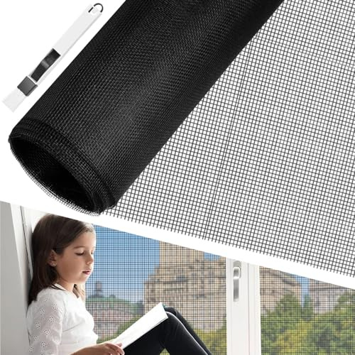 BUZIFU Tela de Mosquitera por Metros 200 x 200 cm Malla Mosquitera para Ventana Mallas Mosquiteras Negra Fibra de Vidrio Malla Fina para Hacer Mosquiteras Adiós a los Mosquitos y Otros Insectos