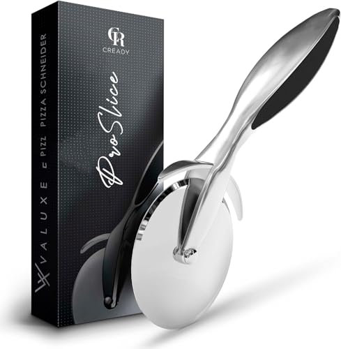 Cready Proslice | Premium Pizzaschneider aus Edelstahl | Pizzaroller & Pizza Schneider mit Anti-Rutsch-Griff | Pizza Cutter & Pizza Roller | Profi Pizzarad für beste Ergebnisse