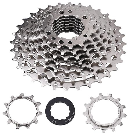 Road Bike Freewheel cassette Sprocket 9 10 11 12 velocidad 32 36 42 46T Accesorios de repuesto de alto rendimiento para bicicletas de montaña bicicletas cromo molibdeno acero (9s 11-32T plata)