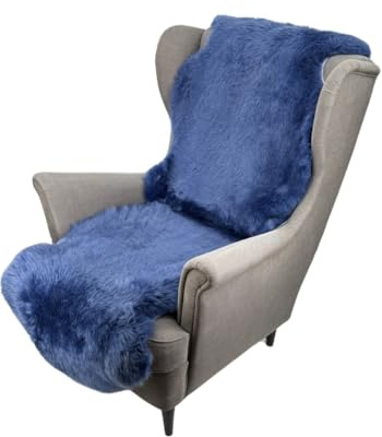 Hollert Lammfell Läufer 2 Felle zusammengenäht Blau Teppich Couch Auflage Sesselauflage Merino Schaffell kuschelig weich