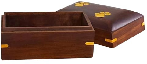 Caja de Cenizas de Animales - Homenaje de la Pata de Madera, Vault de Memoria de Dolor | Caso de Recuerdo de pérdida de caricia para fúnebre, ataúd Decorativo para el entierro del Gato de Perro,