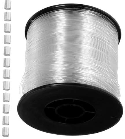 Lurrose Transparent Nylon Fishing Line Cord for Picture Frame Hanging Durable Photo Hanging Rope with Aluminum Fittings DIY Wall Decoration Tool for Frames and Photos