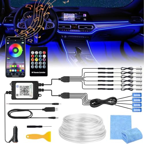 Shengruili Auto LED Innenbeleuchtung,6M/ 6 in 1 RGB Auto Innenraumbeleuchtung,Led Atmosphäre Licht mit APP Steuerung und Fernbedienung,Innenraum Fußraumbeleuchtung