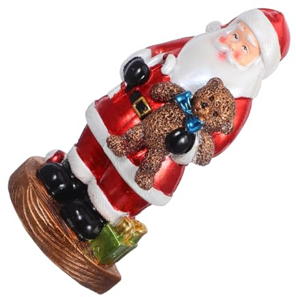 OUNONA Figura de Papá Noel Vintage de Resina Decoración Navideña para Mesa y Adorno Portátil Resistente para de Invierno