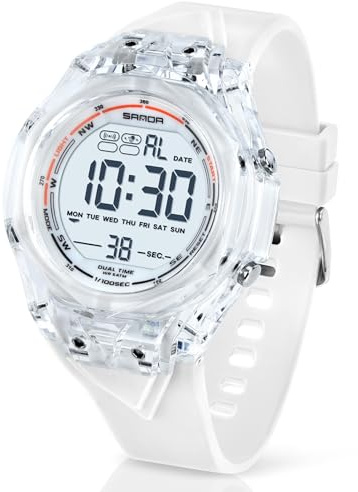 TICKEEN Uhren Herrenuhr für Herren Digitale Sportuhr Militärisch Wasserdicht Uhren mit Alarm/Countdown/Stoppuhr/12&24H/Dualzeit/Licht/Stundensignal/Militärische Multifunktionsarmbanduhr (Weiß)