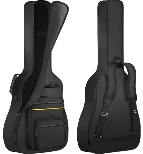 FREEAMG Electric Guitar Bag, Water Resistent Guitar Case Gig Bag with Multi-Pockets 5mm Thick 40 Inch Guitar Bag Carry Case for Acoustic Classical and Electric Guitars(Black)