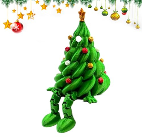 Weihnachtsbaum - 3D Druck Weihnachtsfiguren - Mit Beweglichen Beinchen Niedliche Figuren Deko | Für Schreibtisch Wohnzimmer Büro Festliche Stimmung