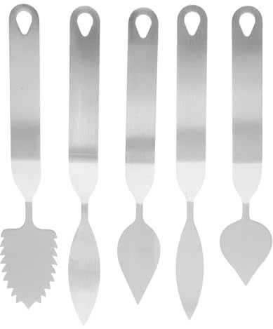 Set Utensili per Decorazione Torta in Acciaio Inox 5 Pezzi Foglie | Cinque Forme Piuma Piccola, Piuma Grande, Foglia Tonda, Foglia Lunga, Foglia Dentata