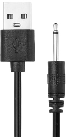 sourcing map 2.6FT DC Charging Cable 5V 1A USB to DC Power Cable Black | 2.5mm Fast Charger Cord Adapter Head Length 16mm for Beauty Equipment Magic Wand Massagers Toys Desk Lamp