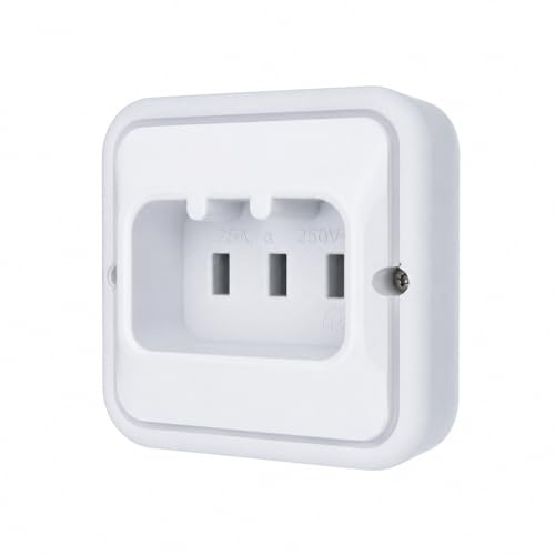 WEBMATEL Base Enchufe para Horno y Vitrocerámica 25A 250V 2P+T en Blanco 80x80mm