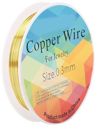 Annadue 28 Gauge Koppartråd 15 M Längd Smycketråd, Premium Koppartråd för Blomsterarrangemang, Bevis, Lätt Att Forma och Böja för Halsband Armband Ringar (Guld)