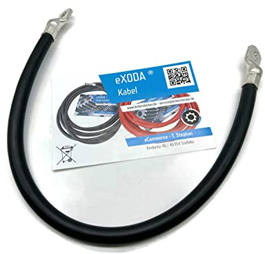 eXODA Batteriekabel 70 mm² 50cm mit Kabelschuhen M8 Schwarz
