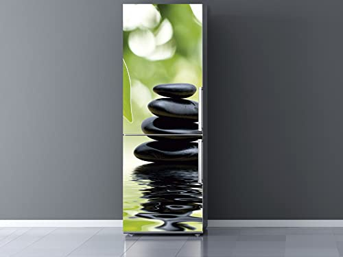 Oedim - Adesivi in vinile per frigorifero, con pietre nere, riflettenti acqua, resistenti e di facile applicazione, adesivo decorativo dal design elegante 185x60cm