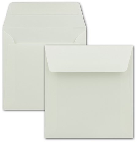 50 Briefumschläge in Creme - quadratische Kuverts 16 x 16 cm - Starke Qualität - 120 Gramm/m² - Haftklebung - ohne Fenster