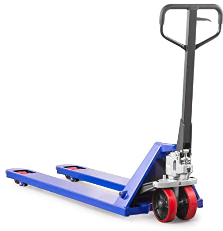 Pallit Hubwagen lang 2000 kg Tragkraft 1800 mm Gabellänge PU Rollen Long-M Gabelhubwagen Handhubwagen Langer Palettenwagen aus Stahl