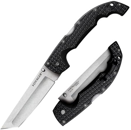 Cold Steel, XL Voyager Lockback, Klappmesser, Tanto Klinge, Taschenmesser, Griff: Griv EX, AUS-10A Klingenstahl, scharfes Messer für Outdoor, Camping, Schnitzen