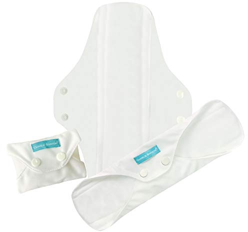 Charlie Banana Compresas Reutilizables Super+ Pack de 3 con Bolsa | Compresas Menstruales Lavables para Absorción Alta y Nocturna | Blancas