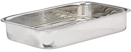 Space Home - Teglia da Forno con Griglia - Rostiera per Arrosto in Acciaio Inox con Griglia - Stampo per Forno con Grill - 30 cm