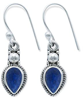 Ohrringe 925 Silber Lapis Lazuli blauer Stein Edelstein Ohrhänger echt Silber Damen Sterling Silber Hänger Geschenk (MOH-144-06)