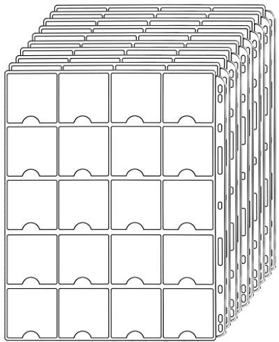 Uncle Paul Münztaschen-Seiten für 5 x 5 cm (2 x2) Münzwurf Standard 9-Loch-Münzsammelhalter 20 Taschen für die meisten Münzenmünzen CS38