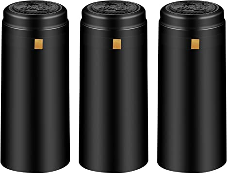 BGMAXimum PVC Heat Shrink Capsules 120 Count Matte Black Wine Shrink Wrap Sleeves Caps Clear Bottle Corks Capsules for Professional, Wine Making Cellars and Home Use