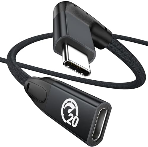 UseBean USB C Verlängerungskabel 0.5M, 90 Grad Winkel PD 100W Typ C 3.2 Gen2 20Gbps Stecker auf Buchse Adapter 90 Grad für iPhone 16 15 Pro Max, MacBook M4 M3, Galaxy S25 S24, Steam Deck, Switch