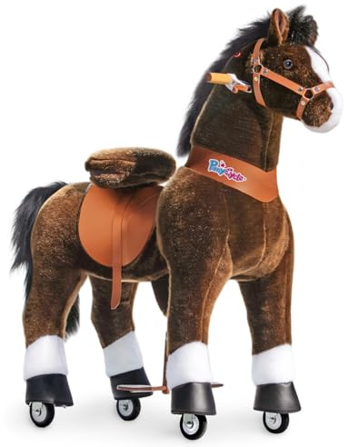 PonyCycle Mechanical Ride On Pony Hobby Horse Toy with Wheels Classic Model U Plush Walking Animal Rideable Horse for Older Big Kids Ages 7 to adults Indoor Outdoor Riding Horse Toy Chocolate Ux521