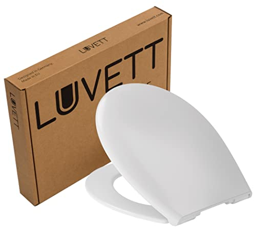 LUVETT® WC-SITZ C290, oval, doppelte Absenkautomatik Softclose, einfache Reinigung,Toilettendeckel abnehmbar, Farbe:Weiß