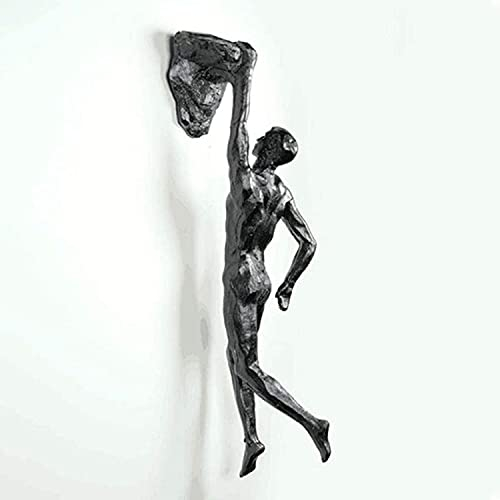 Unbound Harz, Klettermann, Wandskulpturen, kreative handgefertigte Skulptur, Figur für Bar/Zuhause/Büro, Kunstdekor (Rock Grab)
