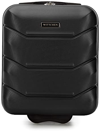 WITTCHEN Koffer Handgepäck Kabinentasche Bordkoffer Kabinengepäck Hartschalen Material ABS Hochwertiger und Stabiler Robuste Räder Teleskopischer Griff 25L Größe S Schwarz