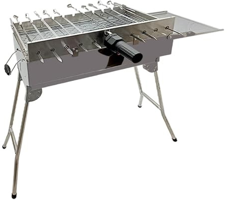 Mangal Set President Edelstahl mit Drehspießregler für 11 Spieße