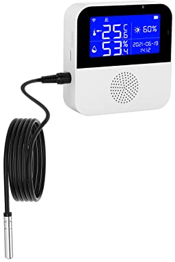 Thermometer-Hygrometer-Sensor, WMLBK Smart WiFi-Temperatur-Feuchtigkeitssensor mit App-Benachrichtigungen, WiFi-Hygrometer, Thermometer-Sensor, Echtzeit-Synchronisierung, für Zuhause, Gewächshaus
