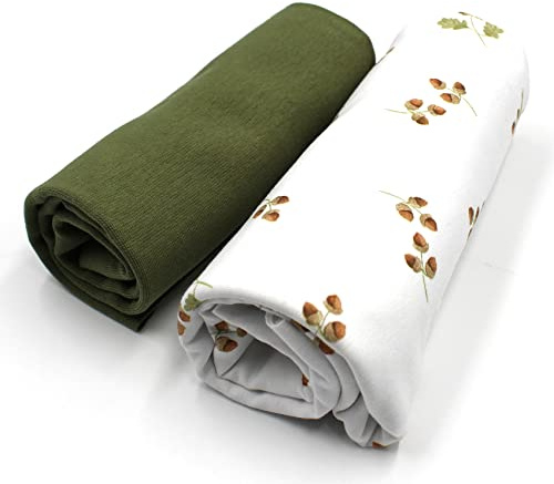 Tygpaket 0,5 m jersey + 0,5 m manschett tyg för sömnad av barnkläder, barntyg, jerseytyg (hasselnötsgrenar + plektrum set 64)