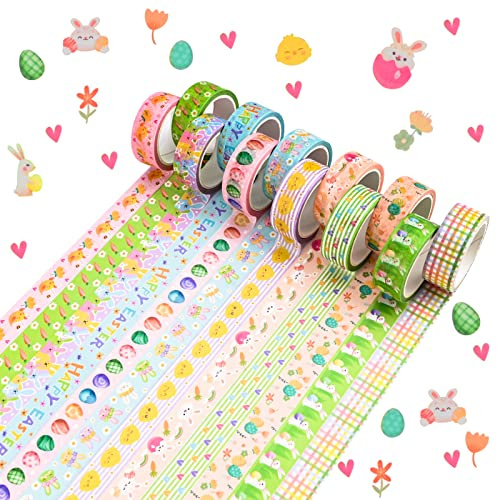 12 Rollen Washi Tape Set Ostern Washi Tape Ostern Dekorative Washi Tape Süße Küken Eier Karotte Hase Ostern Frühling Washi Tapes DIY Papier Tape Künste für Handwerk Scrapbook Pläne Geschenkverpackung