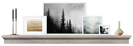 Master & Co. Chimenea flotante clásica, estantes flotantes largos para decoración de pared, 72 pulgadas, grano de madera gris