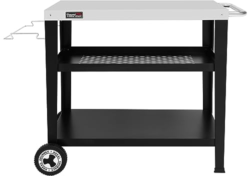 Royal Gourmet Set di 3 ripiani per Plancha, carrello per barbecue con piano di lavoro in acciaio inox e supporto per sacco della spazzatura staccabile, piano del tavolo 85 x 50 cm