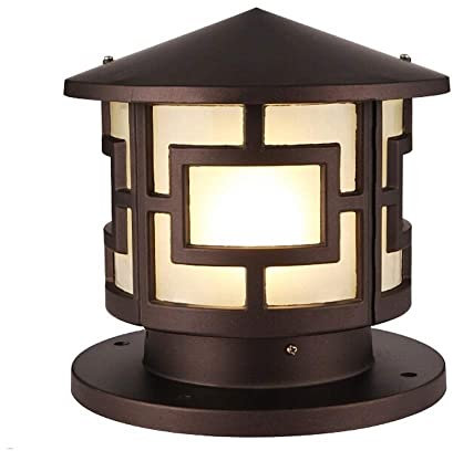 MODEBHD Lampada a colonna per porta esterna Lampada a colonna retrò europea Giardino rotondo IP55 Lampada da giardino per villa impermeabile Lampada da paesaggio E27 Padiglione per garage Luce per pad