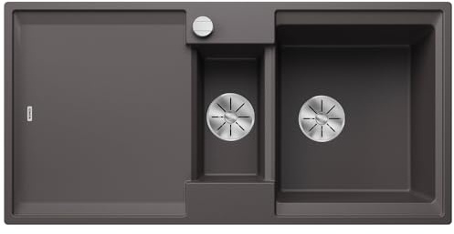 BLANCO ADIRA 6 S | Granitspüle aus SILGRANIT felsgrau | Einbauart: Einbau von Oben | reversibel | für 60 cm breite Unterschränke | Großes Becken | Reinigungsfreundliche Öberfläche | [100x50x21,2 cm]